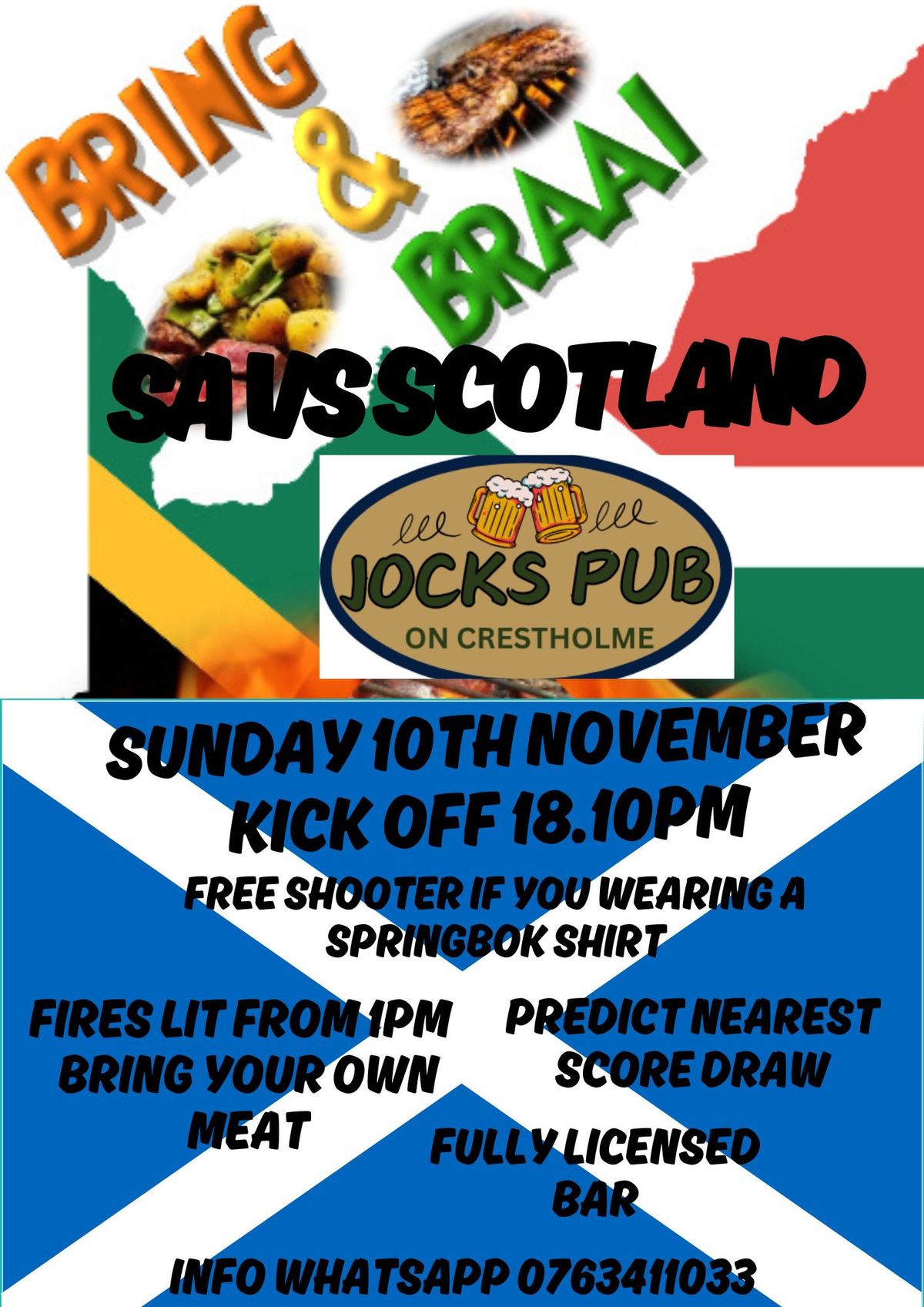 Bring n Braai Sunday SA VS SCOTLAND @ JOCKS