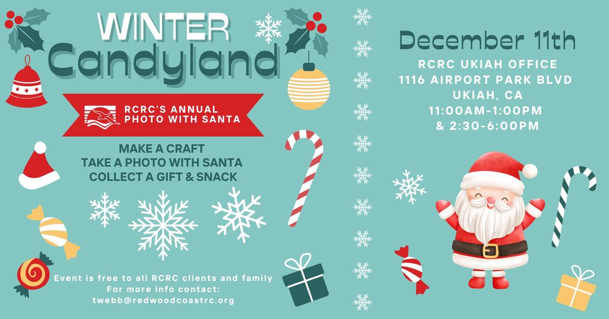 Winter Candyland in Ukiah, RCRC's annual photo with Santa