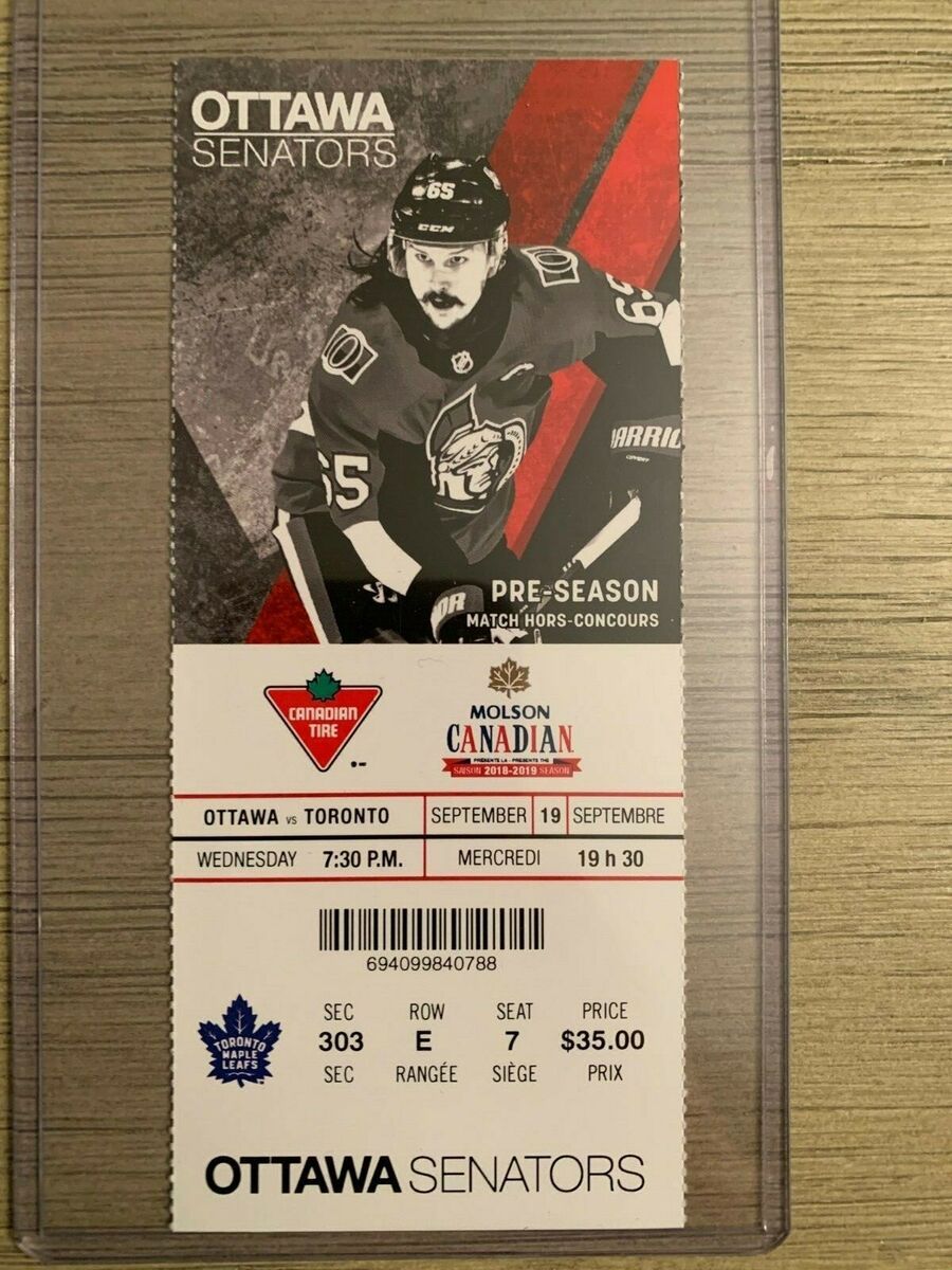 Ottawa Senators Season Tickets (Includes Tickets To All Regular Season Home Games)