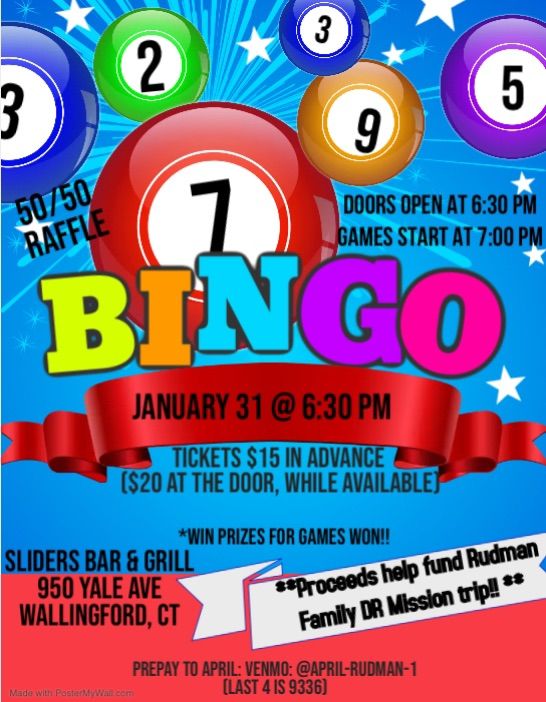 Bingo to support Rudman Family DR Mission Trip