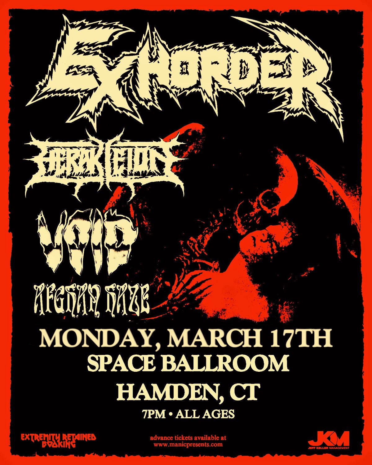 Exhorder w\/ Void, Herakleion, Afghan Haze at Space Ballroom