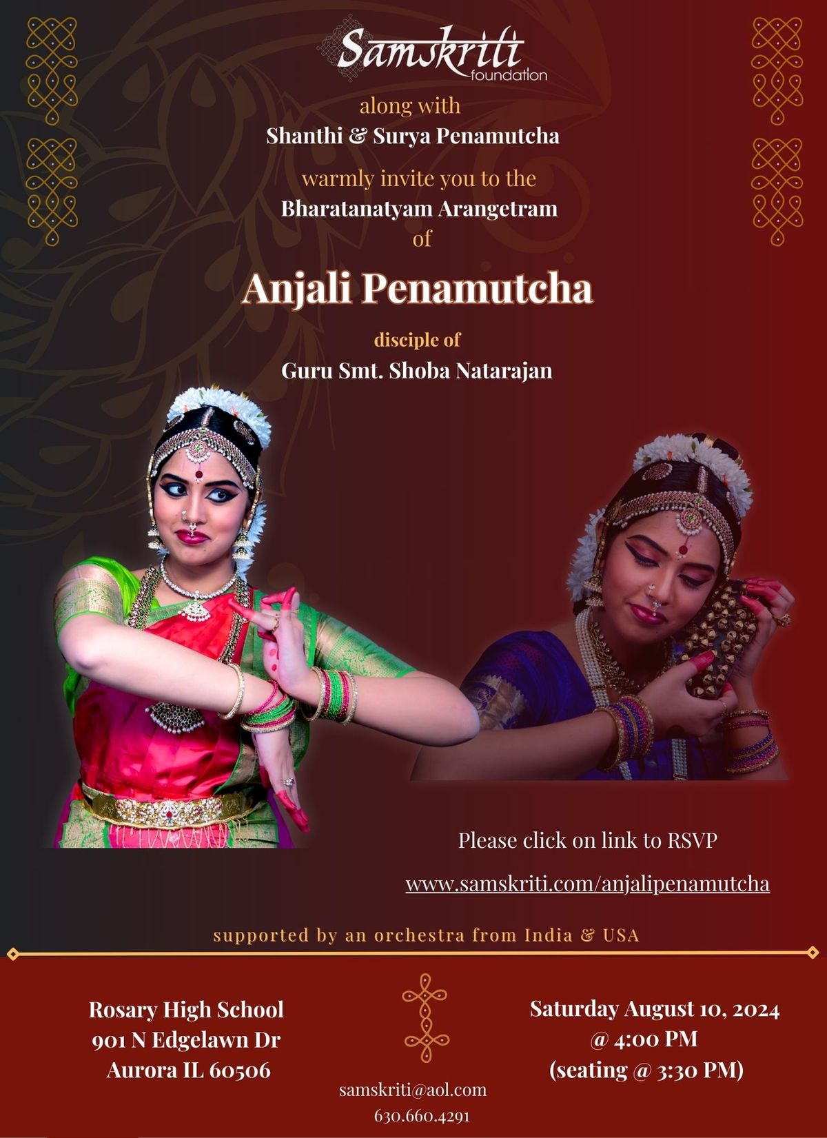 Bharatanatyam Arangetram of Anjali Penamutcha, Rosary High School ...