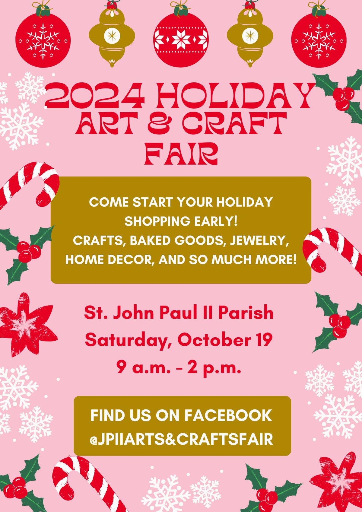 2024 Holiday Arts & Craft Fair - St. John Paul II Parish