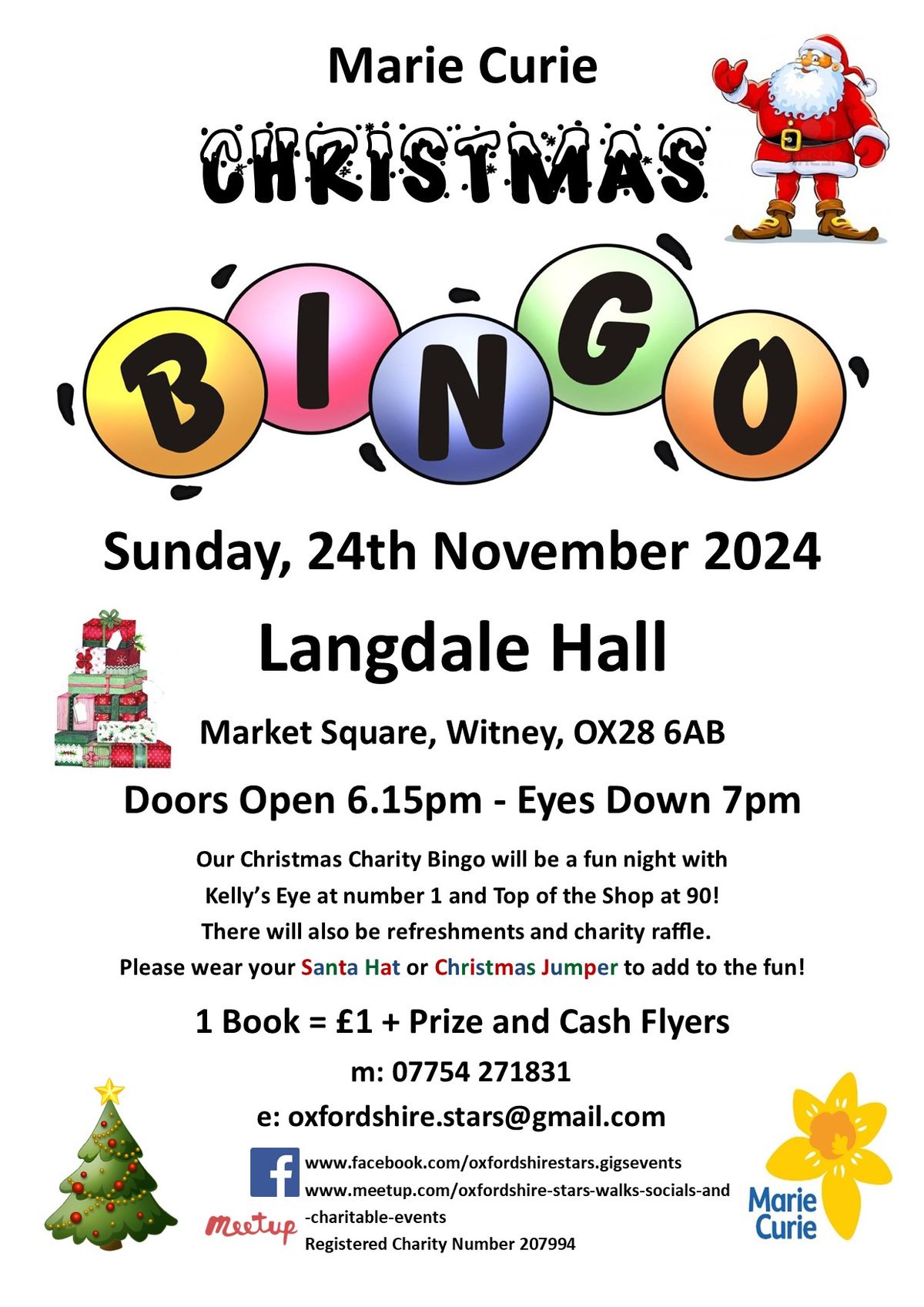 Marie Curie\u2019s Christmas Bingo, Sunday, 24th November 2024