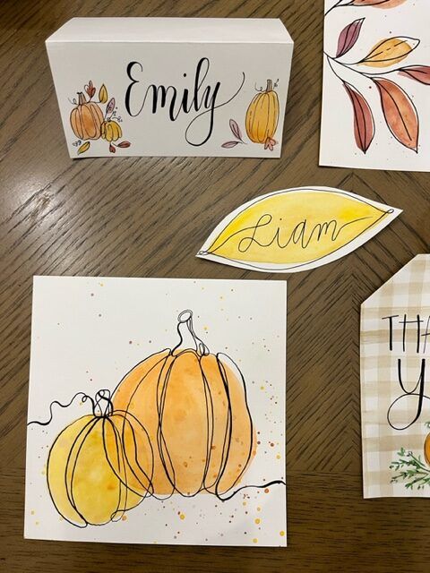 Family Art Saturday : Minimalist Watercolor Placecards & Placemats