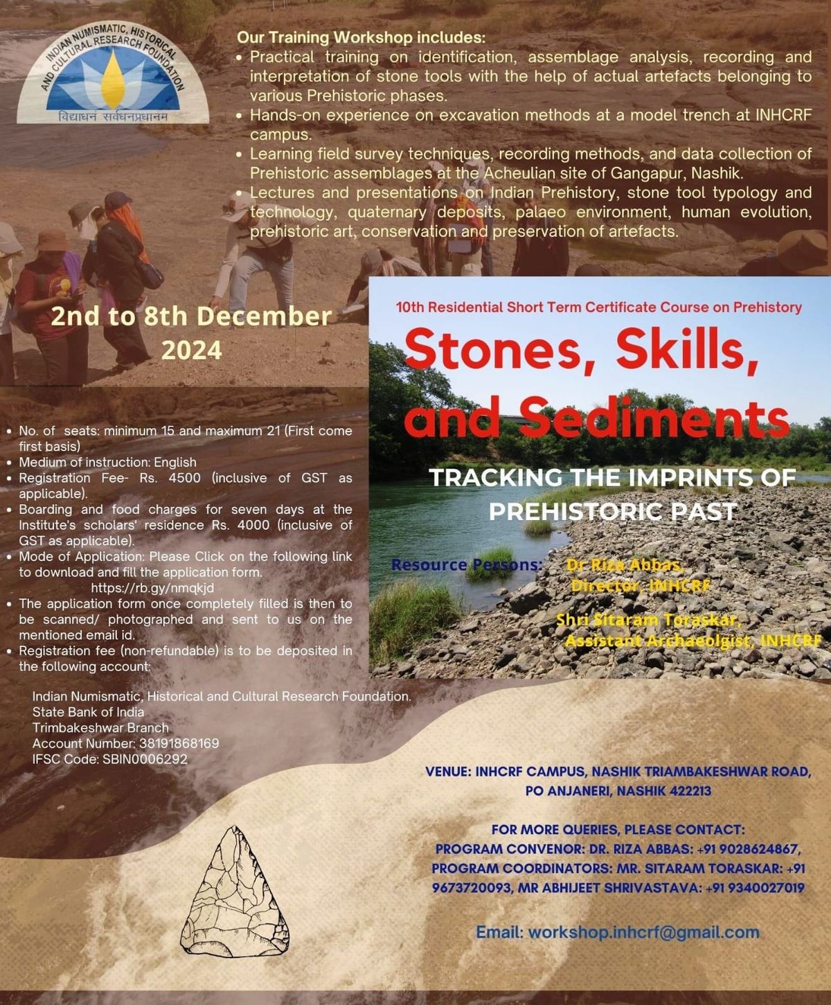 10th prehistory workshop "Stones, Skills, and Sediments: Tracking the Imprints of Prehistoric Past"