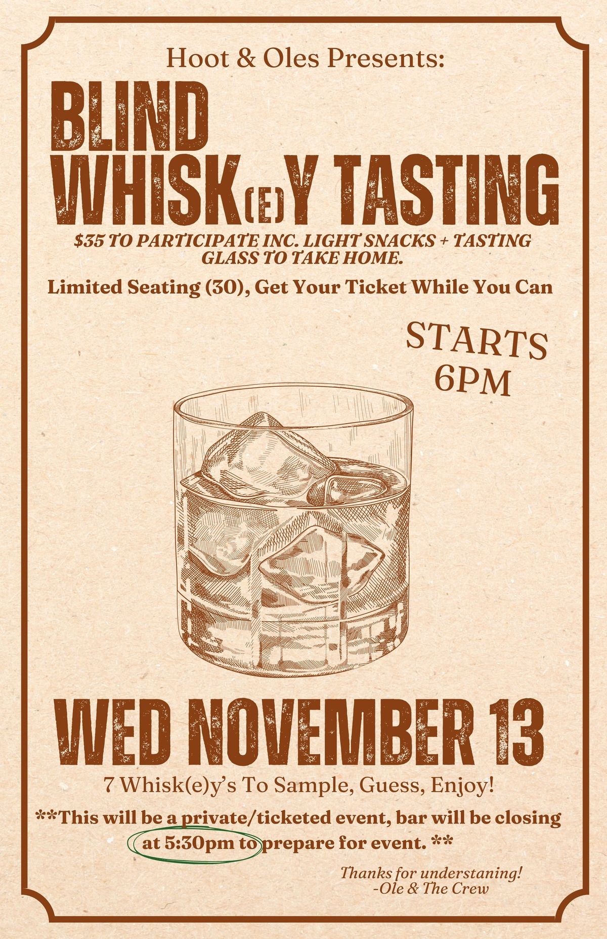 Bourbon and Whiskey Tasting