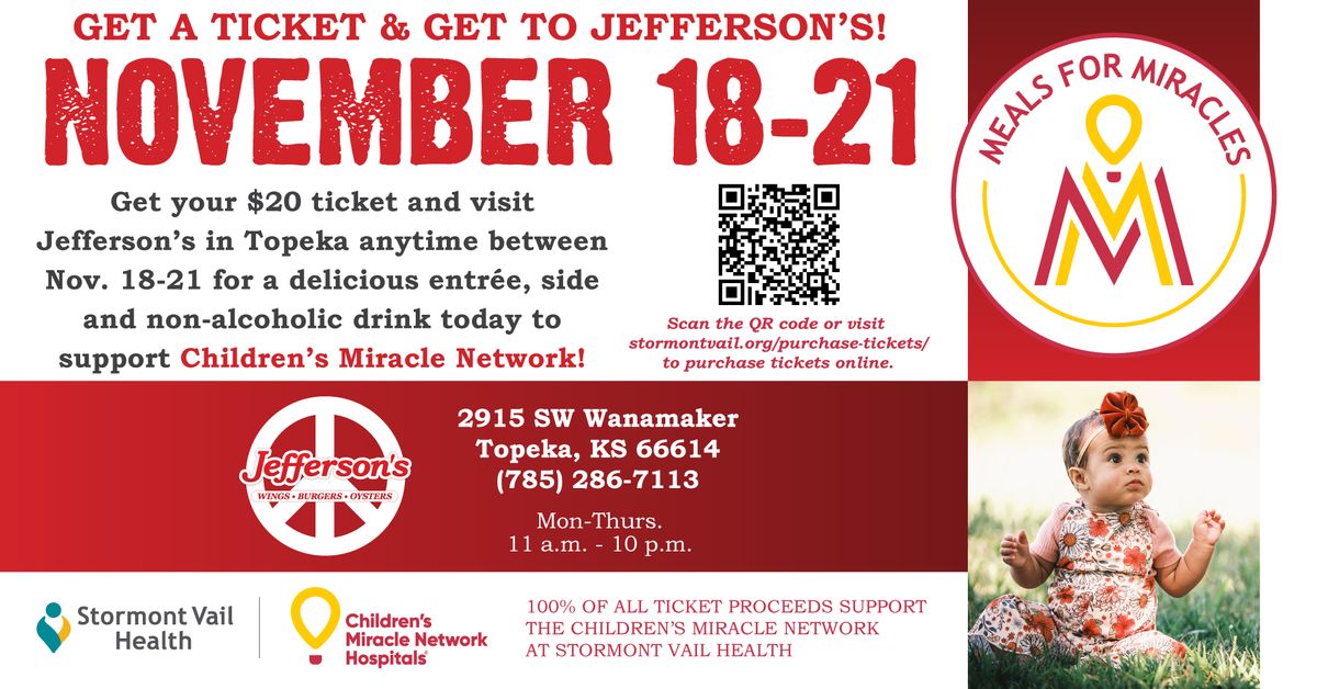 Children\u2019s Miracle Network Fundraiser at Jefferson\u2019s