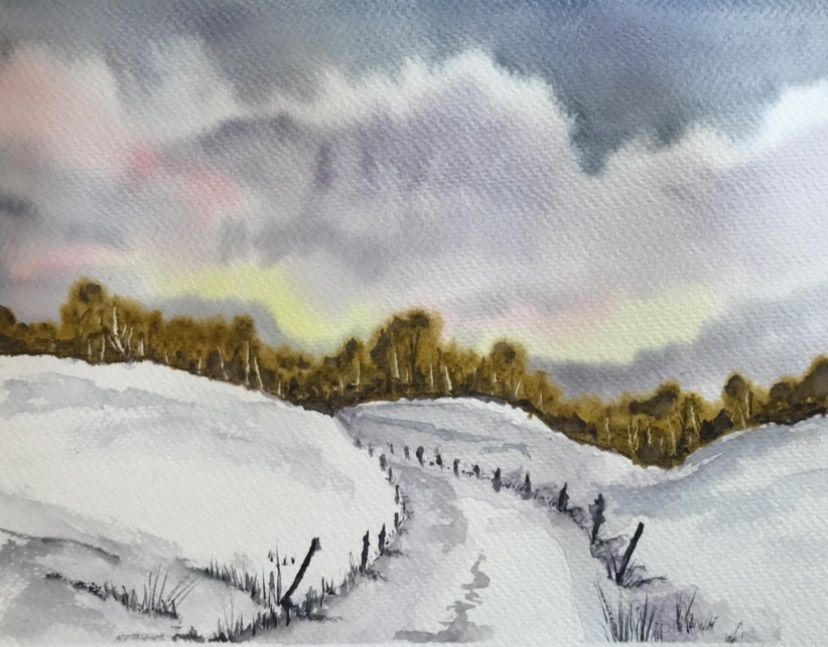 Snow Scene in Watercolour\/Pastel \u00a315 Garstang