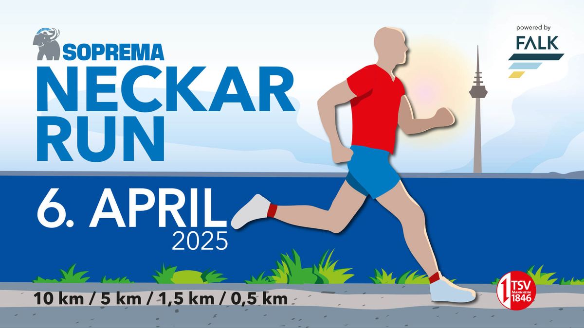 7. Soprema Neckar Run Mannheim - 10km, 5km Volkslauf, Jugendlauf \u00fcber 1,5km und 500m Bambinilauf.