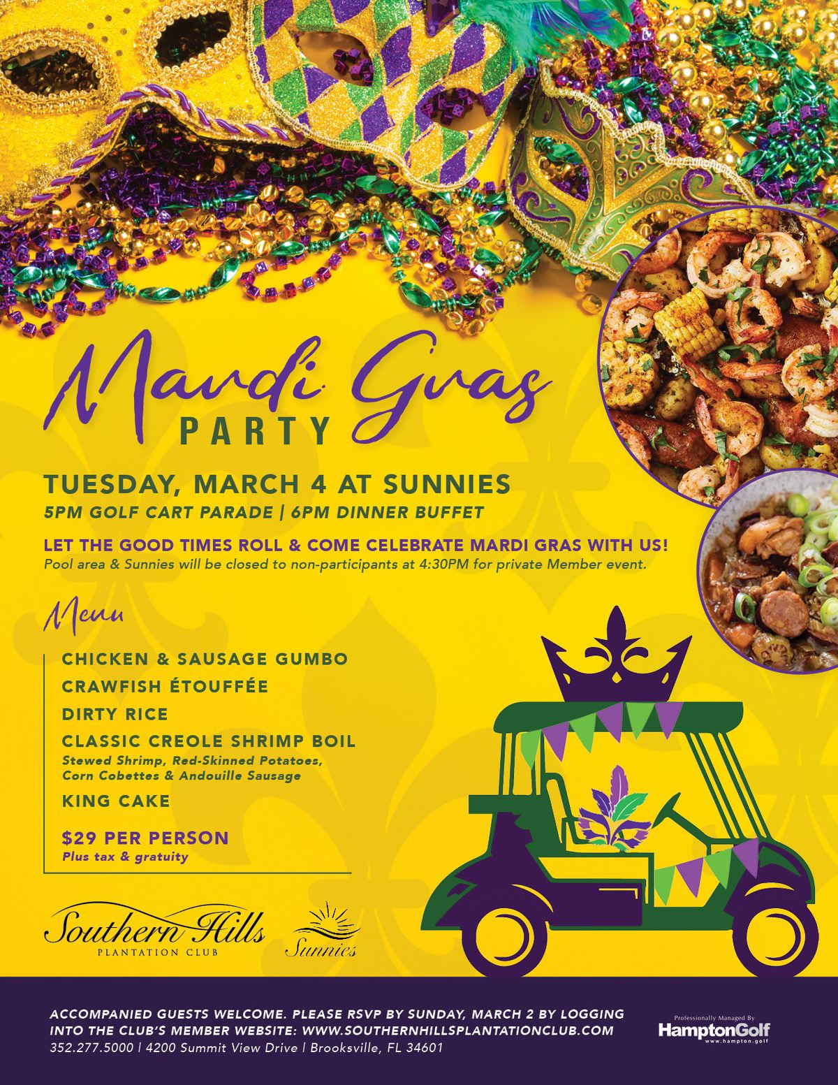 Mardi Gras Golf Cart Parade & Party (Member Event)