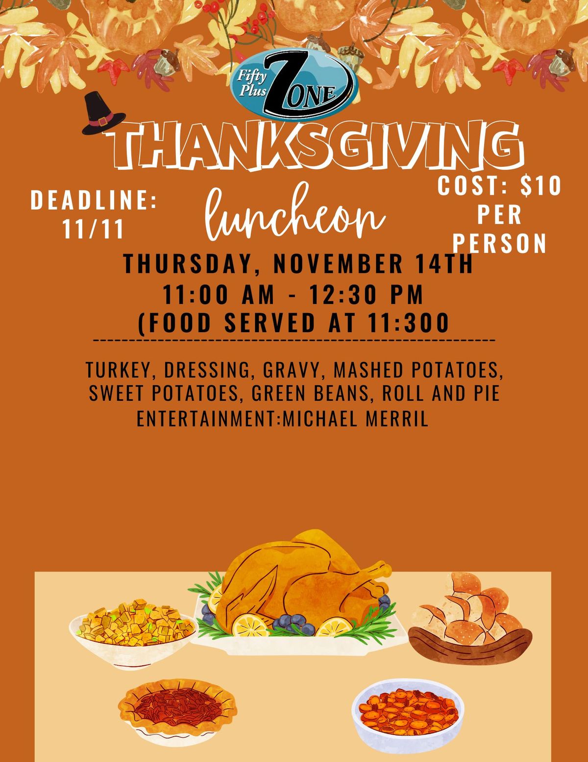 50 Plus Zone Thanksgiving Luncheon