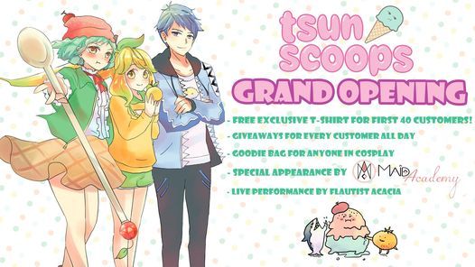 tsun scoops (the anime ice cream parlor) Grand Opening! Free t-shirts, headbands and more)