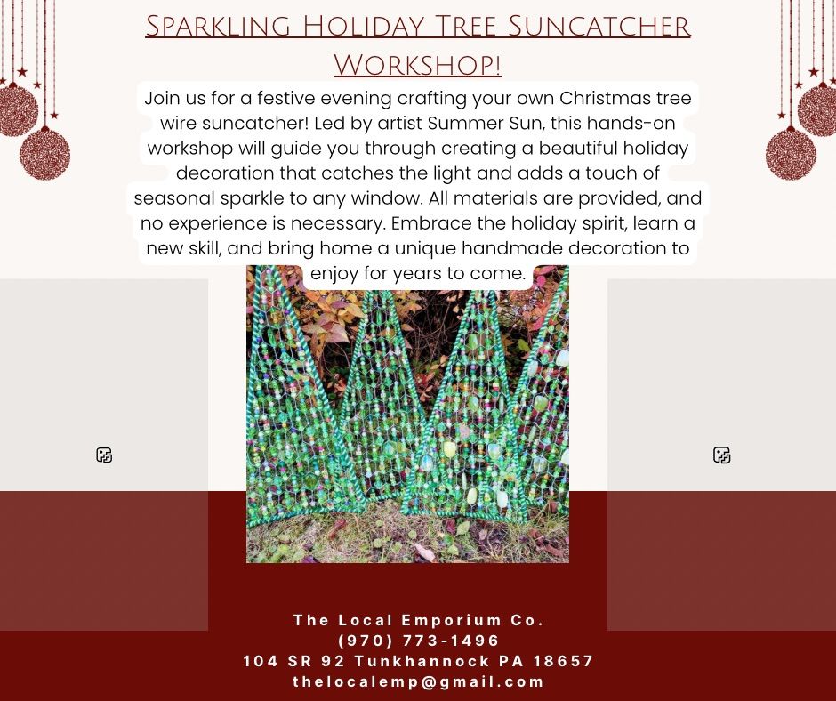 Sparkling Holiday Tree Suncatcher Workshop! $60\/person