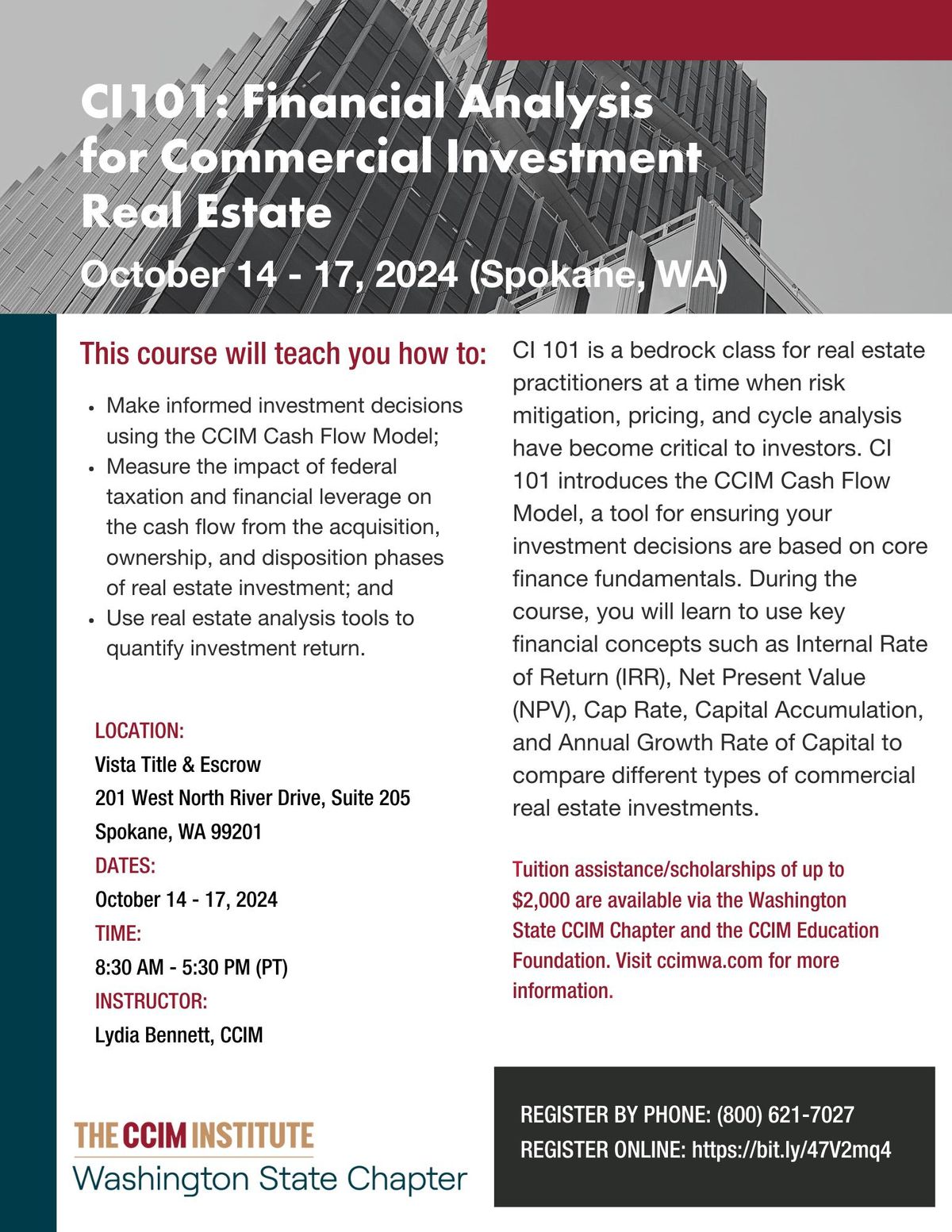 CCIM-WA: CI101: Financial Analysis for Commercial Investment Real Estate