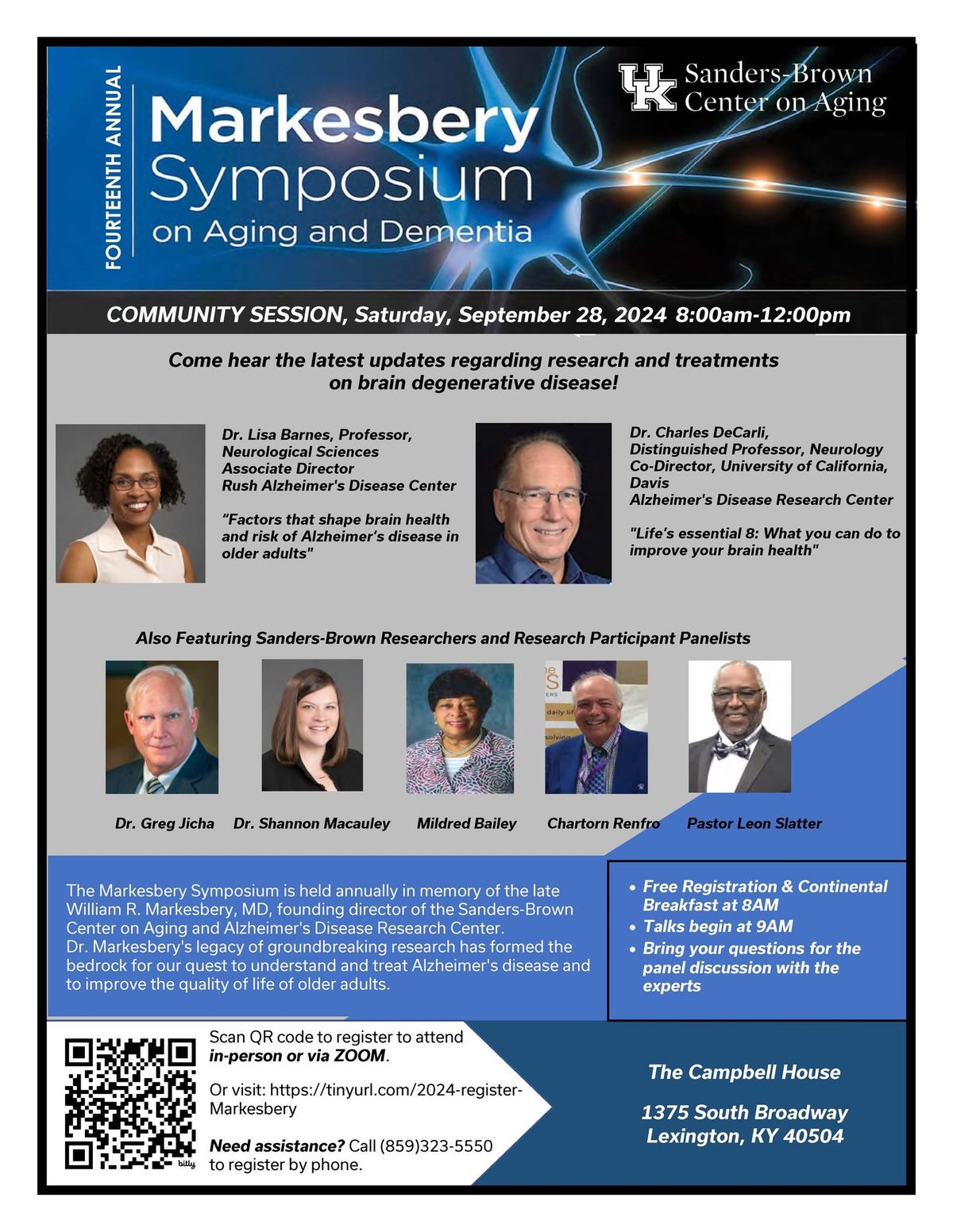 Fourteenth Annual Markesbery Symposium on Aging & Dementia Community Session