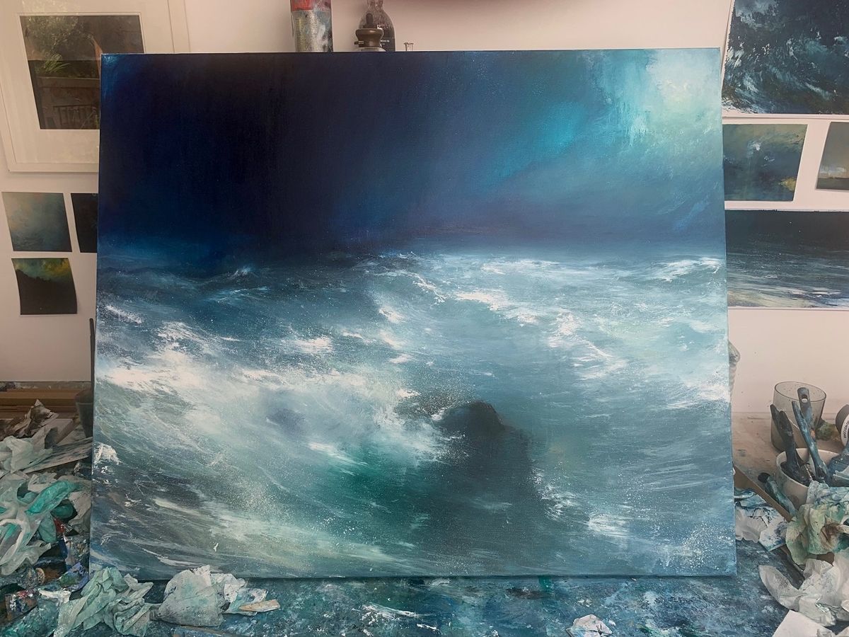Sublime & Stormy Seas in oil workshop with Mark Stopforth - no brushes necessary! 