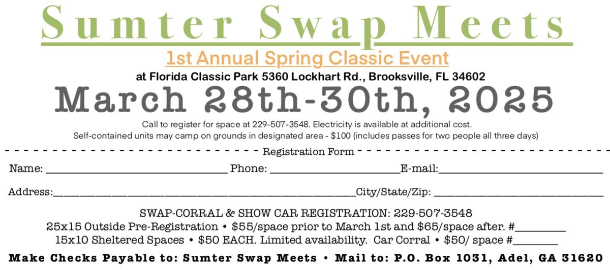 Sumter Swap Meet Spring Classic 3 Day Event