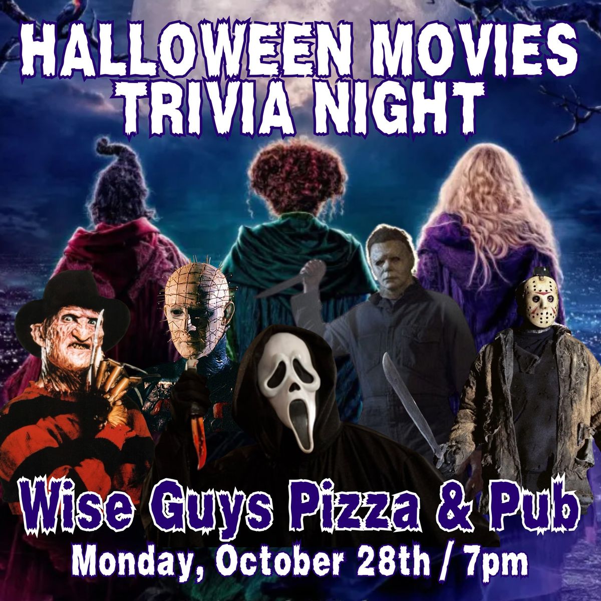 Halloween Movies Trivia Night @ Wise Guys Pizza & Pub (Davenport, IA) \/ Monday, October 28th @ 7pm