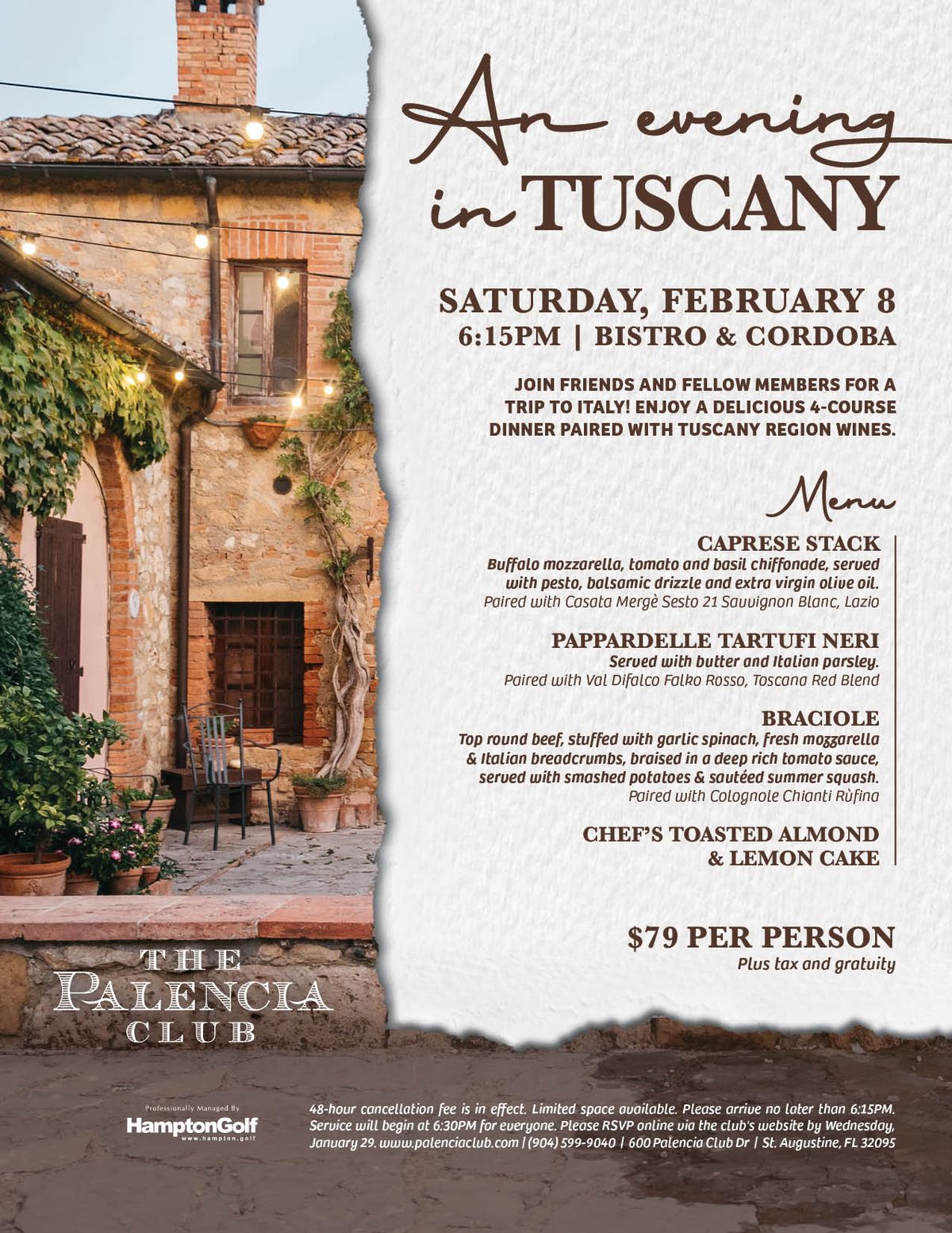 Event Full - An Evening in Tuscany (Member Event)