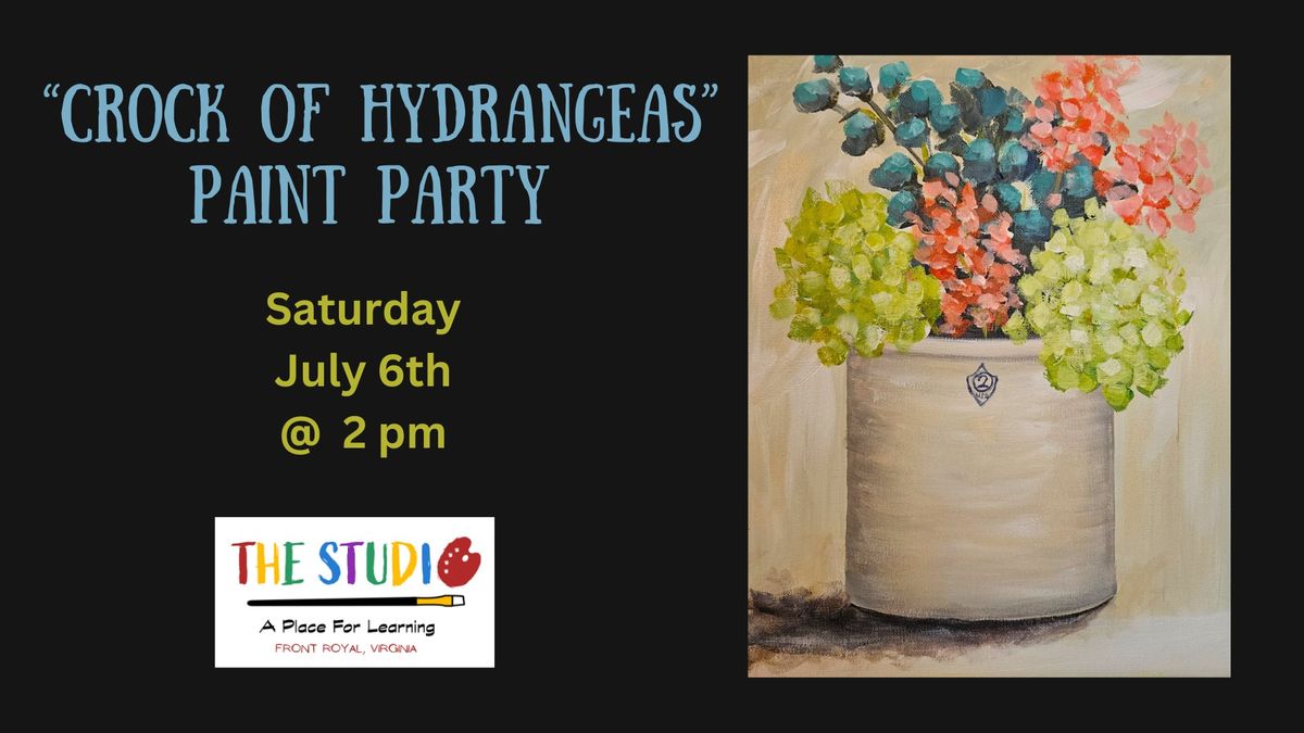 Crock of Hydrangeas Paint Party