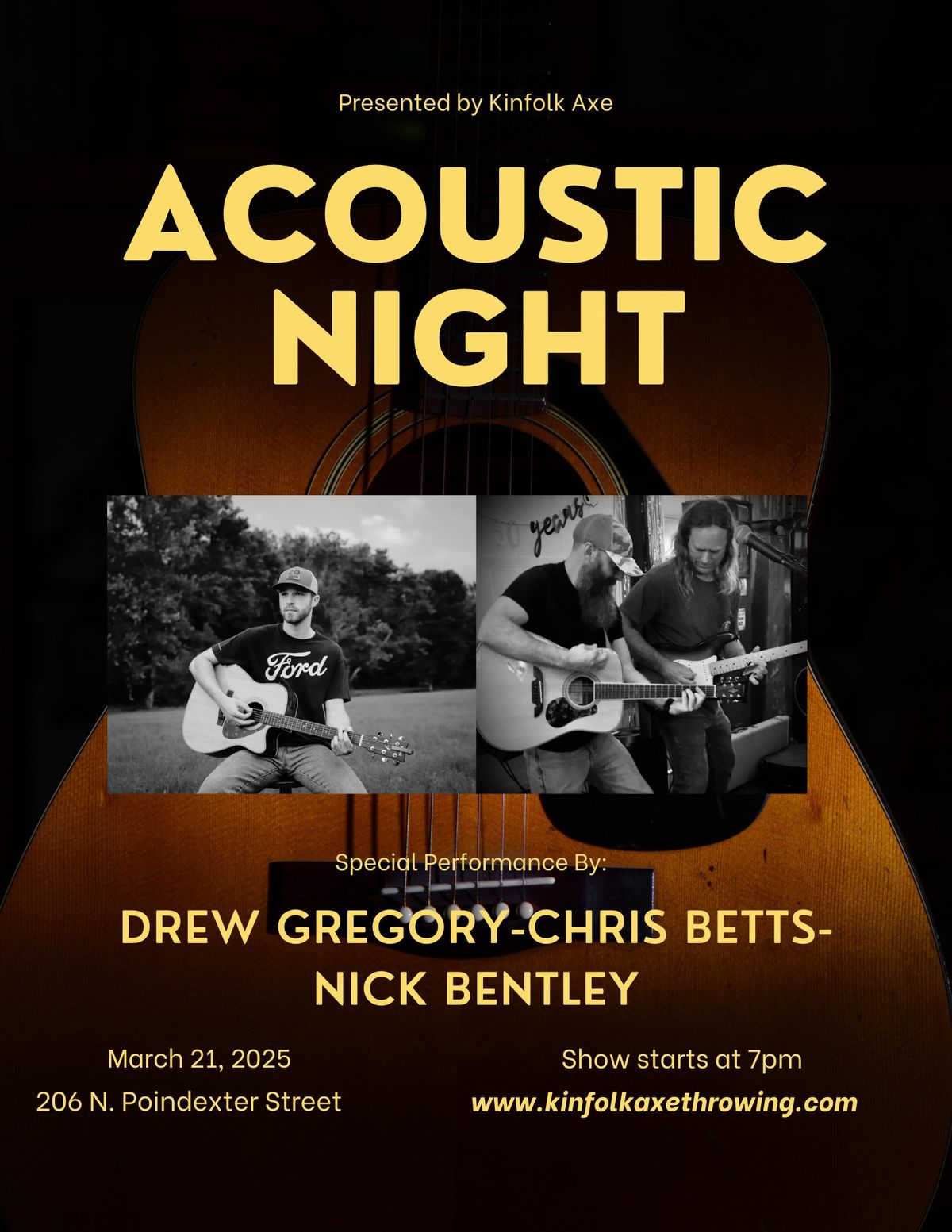 Acoustic Night w\/ Nick Bentley, Drew Gregory & Chris Betts