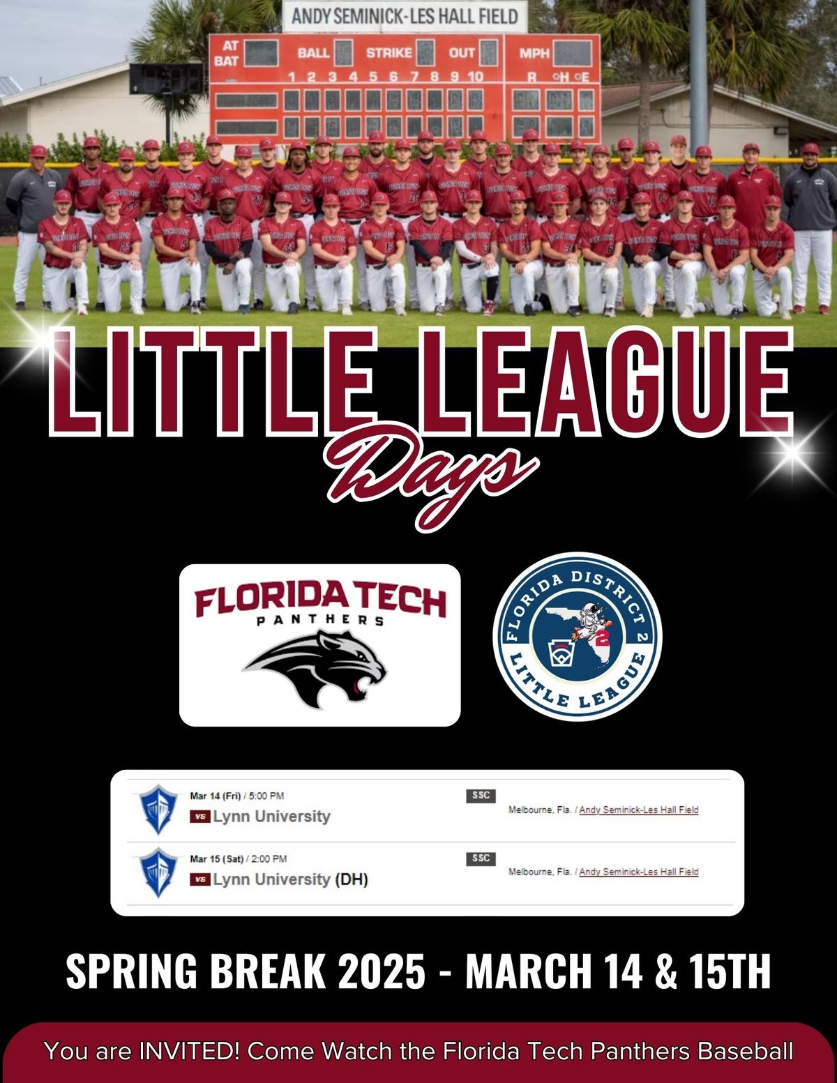 Little League Days FLORIDA TECH BASEBALL