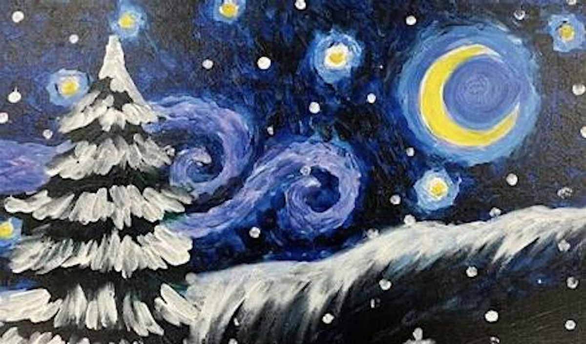 Stress Relief Finger Painting: Winter Starry Night