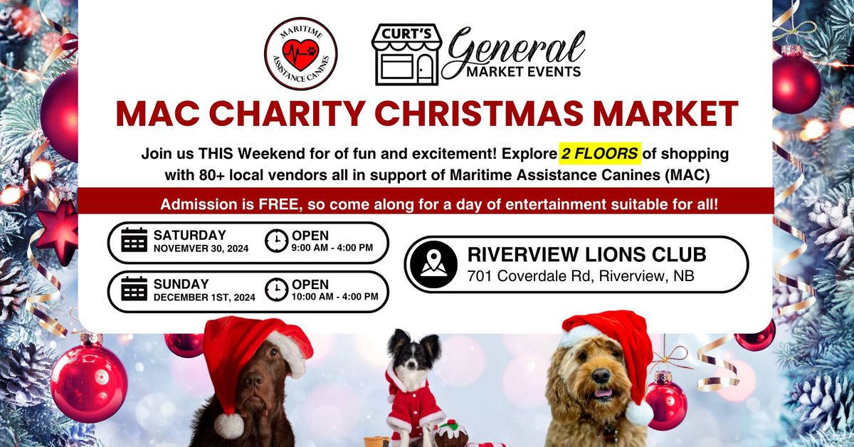 M.A.C - Charity Christmas Market, Saturday, Nov 30 @ Riverview Lions Club