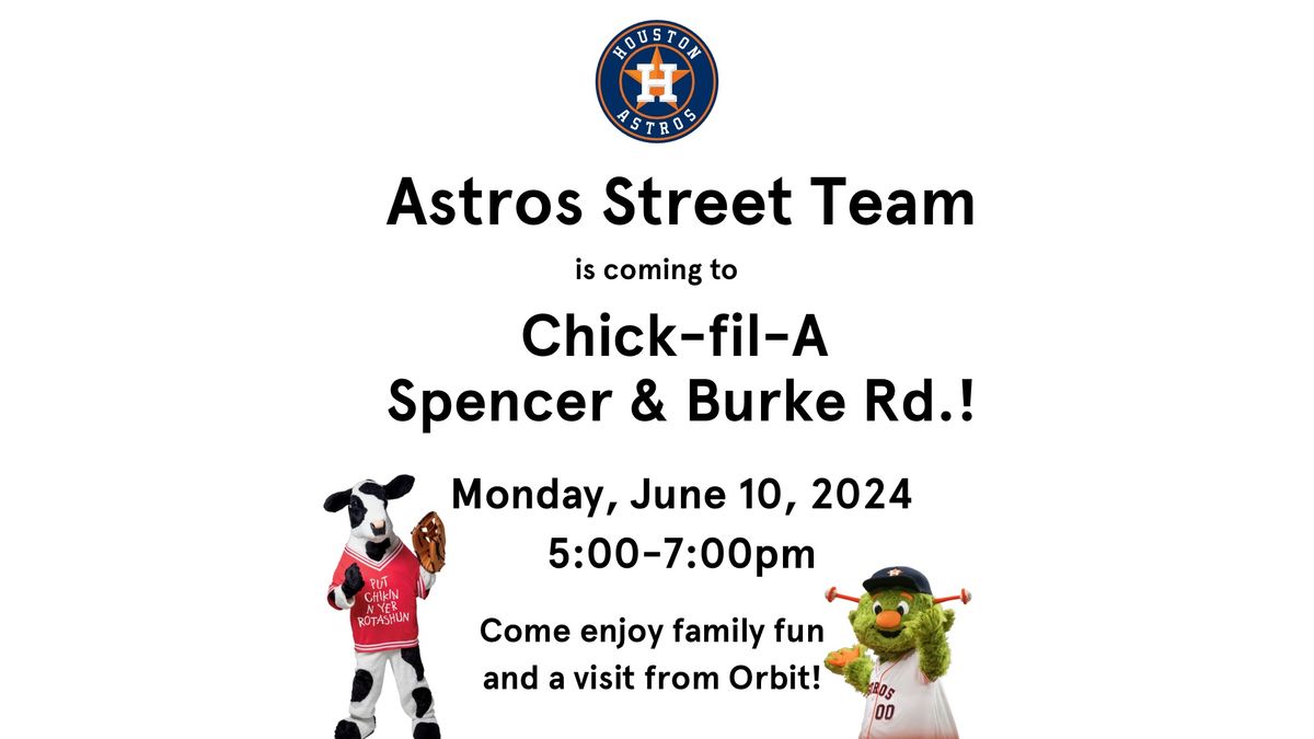 Astros Street Team at Chick-fil-A Spencer & Burke Rd.