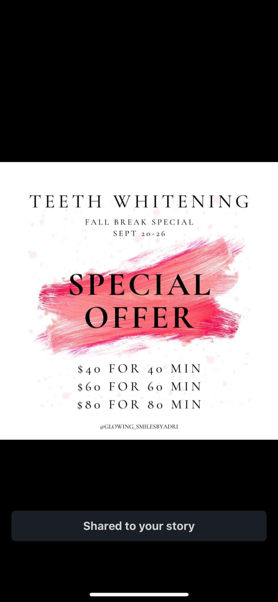 TEETH WHITENING FALL BREAK SPECIAL