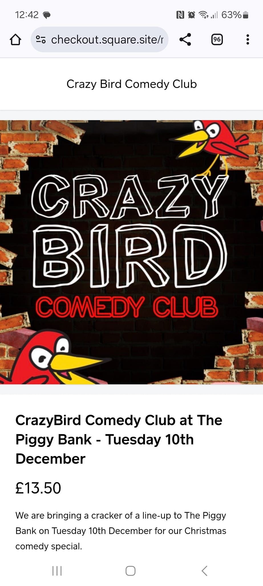 CrazyBird Comedy Club at The Piggy Bank - Tuesday 10th December