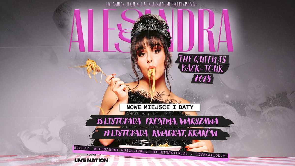 ZMIANA MIEJSCA I DATY: Alessandra - Official Event, 19.11.2025, Klub Kwadrat, Krak\u00f3w