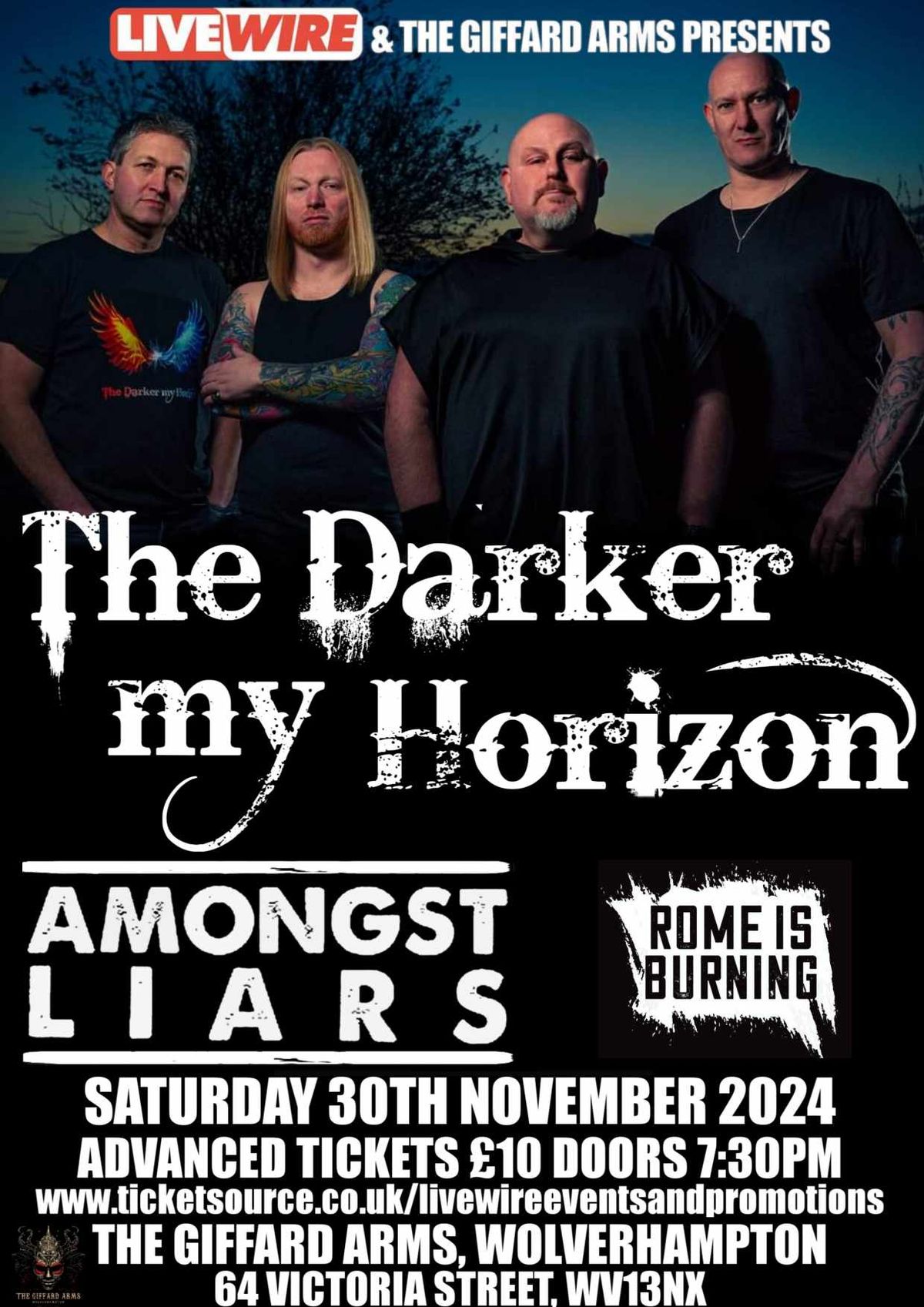 LiveWire presents The Darker my Horizon with special guests Amongst Liars