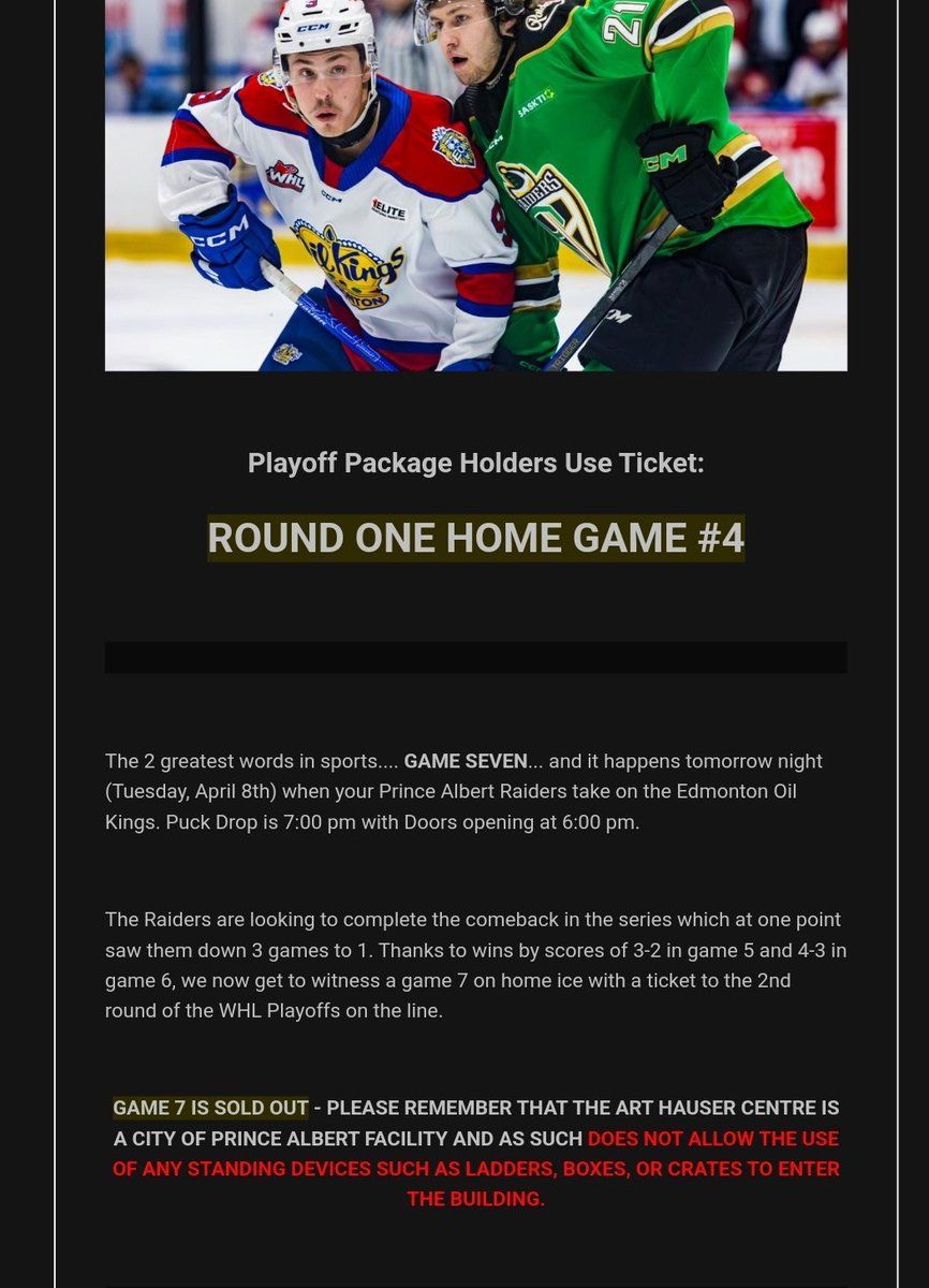 Edmonton Oil Kings vs. Prince Albert Raiders