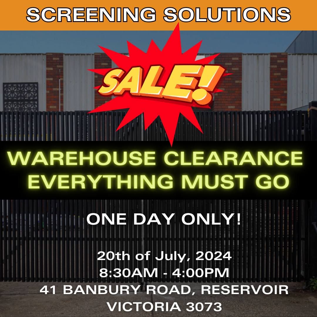 SCREENING SOLUTIONS - YARD SALE - EVERYTHING MUST GO