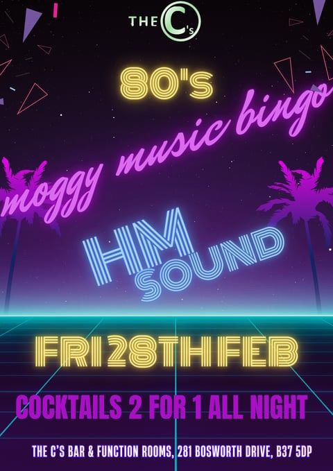 Moggy's 80s Music Bingo