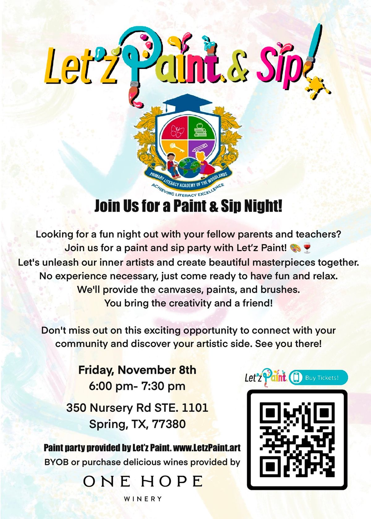 Let'z Paint & Sip! Fundraiser Event for Primary Literacy Academy PTO