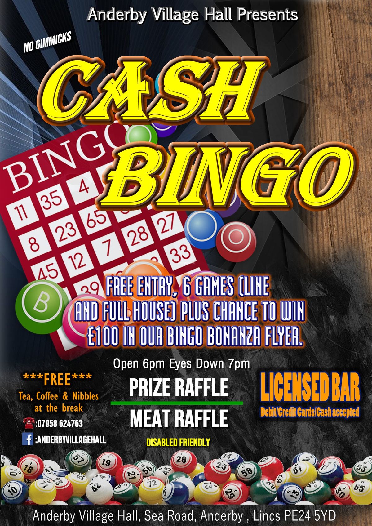 Sunday Night Cash Bingo at Anderby Village Hall