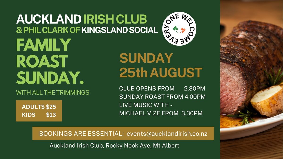 SUNDAY ROAST 25th AUGUST with Live Music from Michael Vize