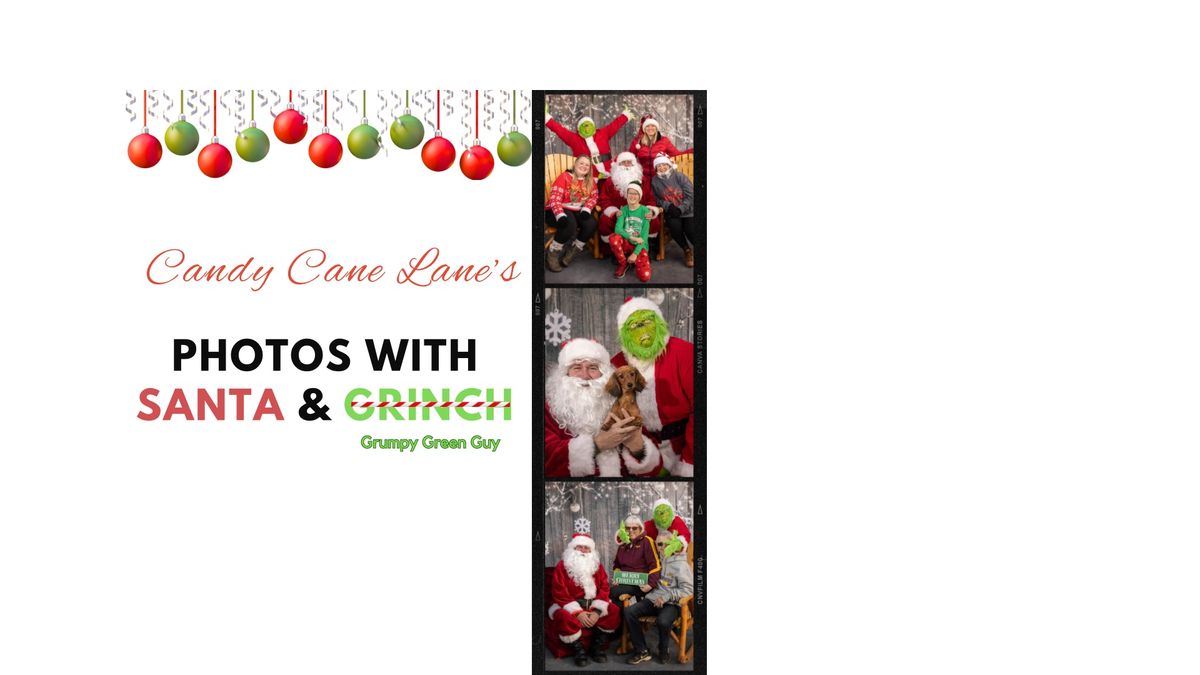 Family photos with Santa and the Grumpy Green Guy