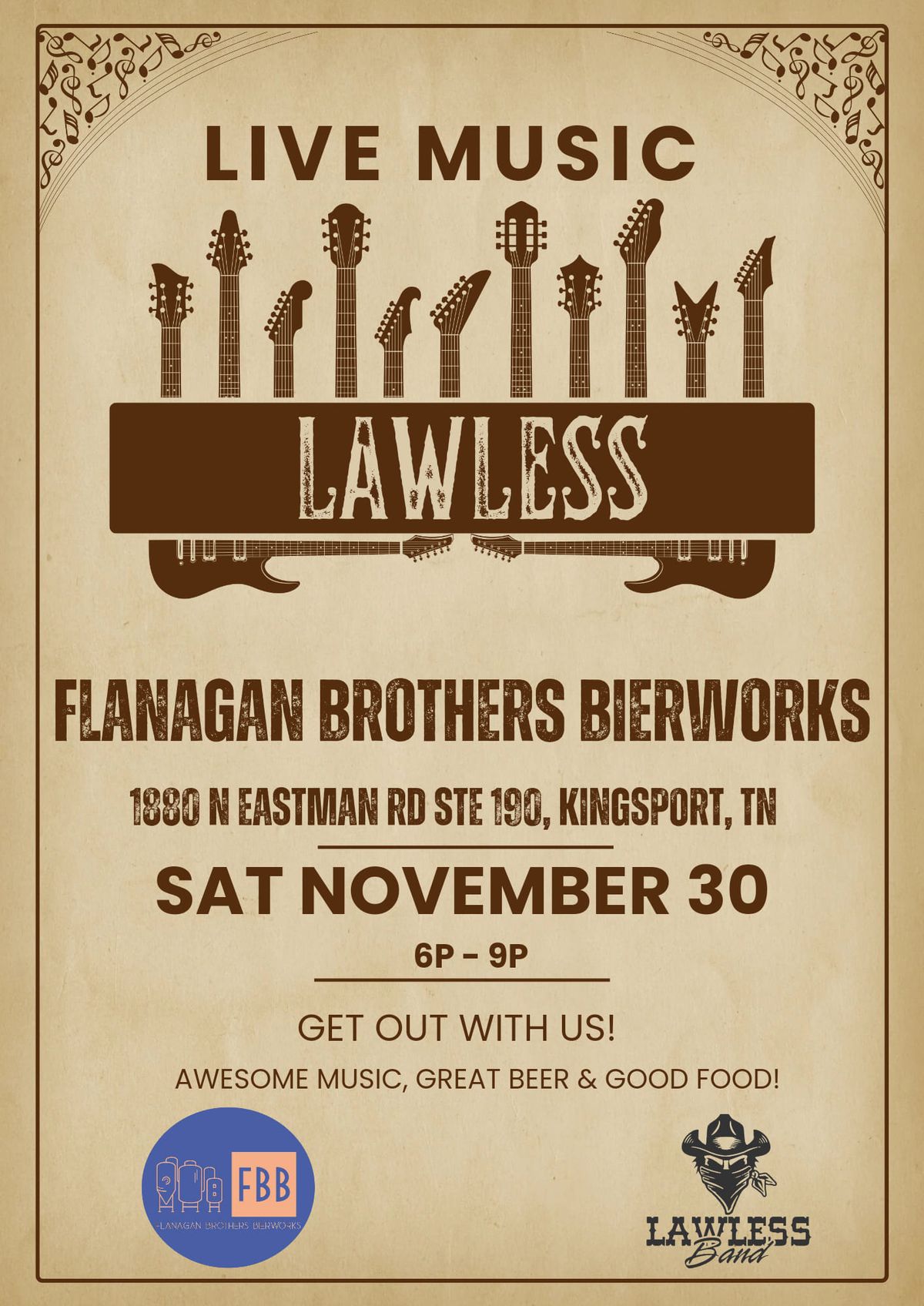 LAWLESS PERFORMING AT FLANIGAN BROTHERS