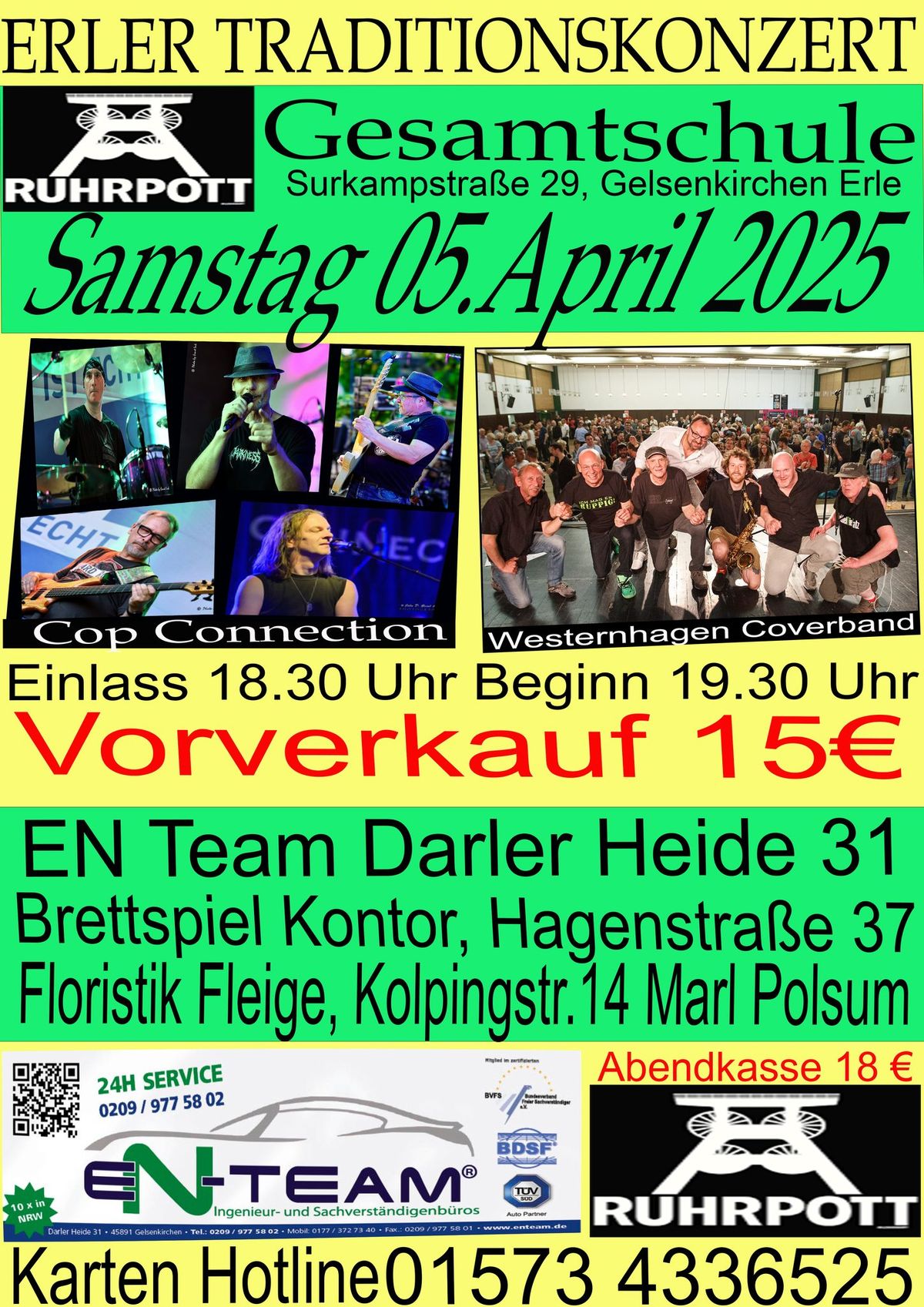 ERLER TRADITIONSKONZERT mit Cop Connection & Westernhagen Coverband