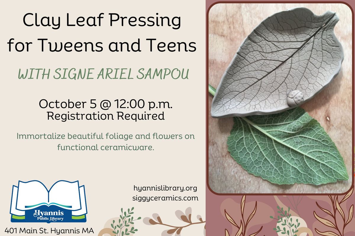 Clay Leaf Pressing for Tweens and Teens