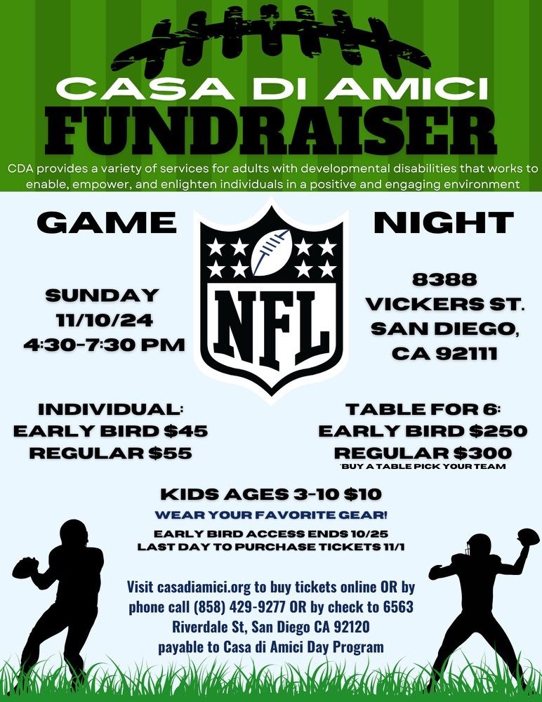 CASA DI AMICI ANNUAL FUNDRAISER: NFL GAME NIGHT