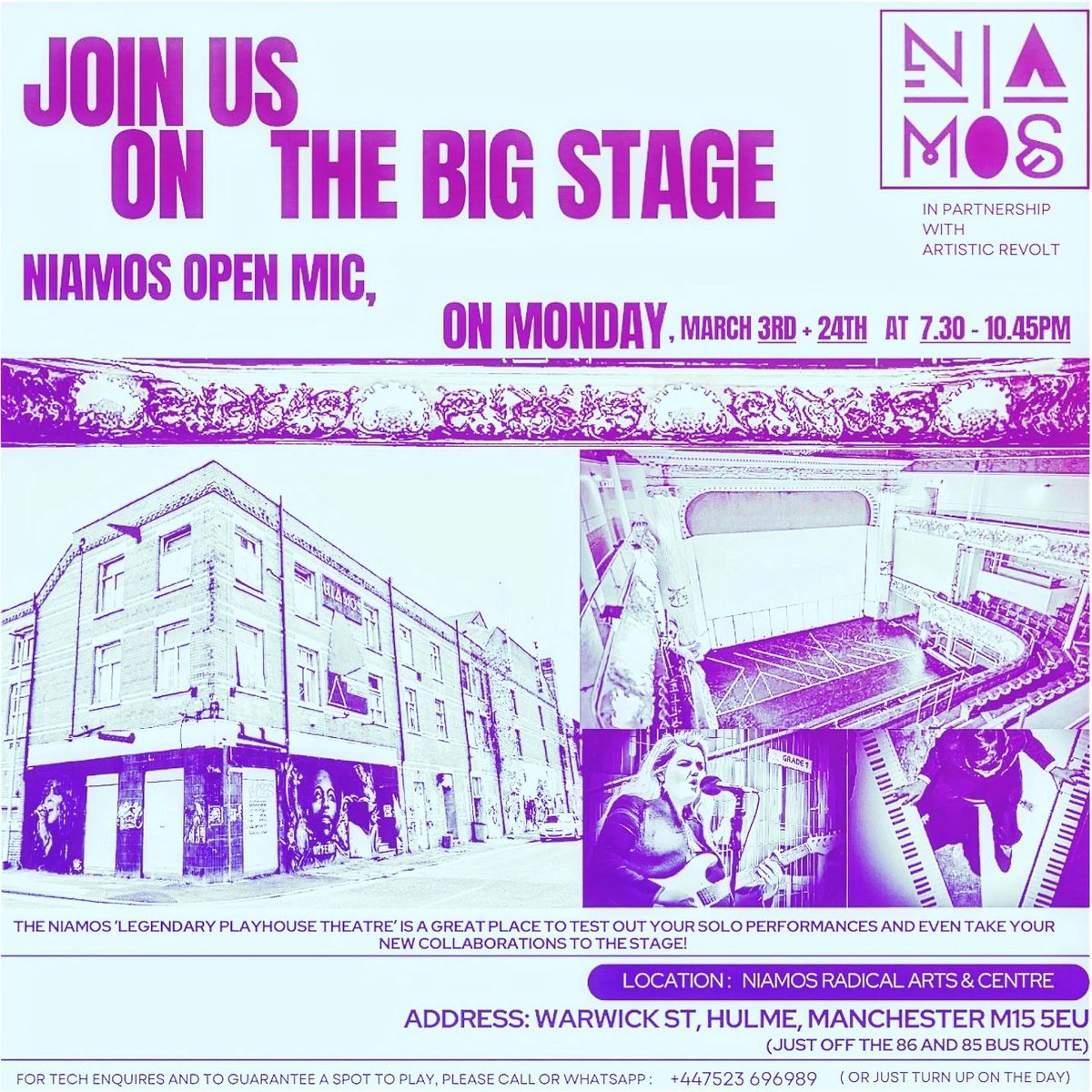 NIAMOS OPEN MIC -- 24TH MARCH -- JOIN US ON THE BIG STAGE