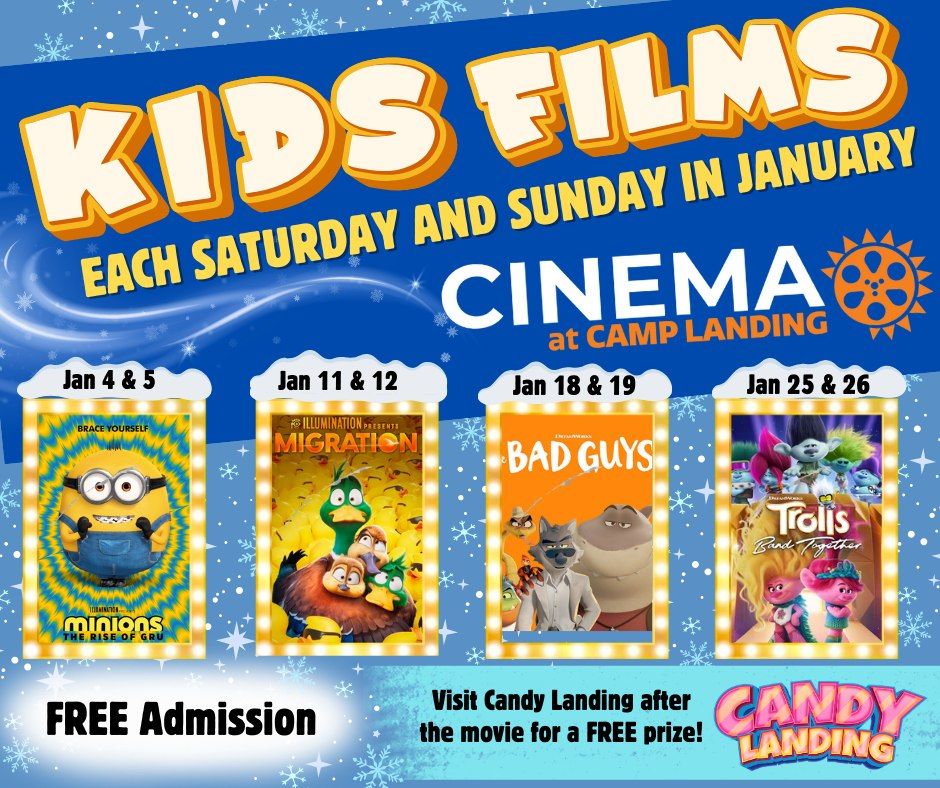 FREE Kids Movies at The Cinema - find showtimes at CinemaCampLanding.com