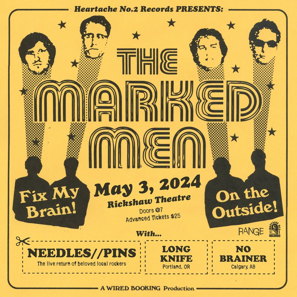 THE MARKED MEN (Denton, TX) + NEEDLES//PINS + LONG KNIFE + NO BRAINER