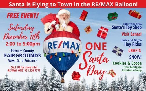 Putnam County Christmas Events 2022 Re/Max One Santa Day!, Putnam County Fairgrounds, Cookeville, 11 December  2021