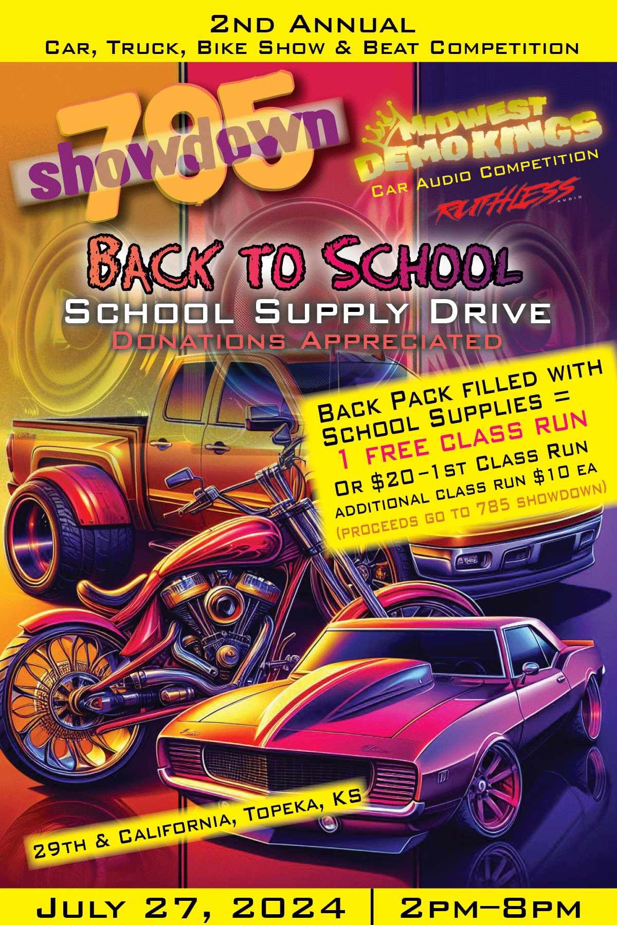 785 Showdown Back to School Drive with Midwest Demo Kings Car Audio Show